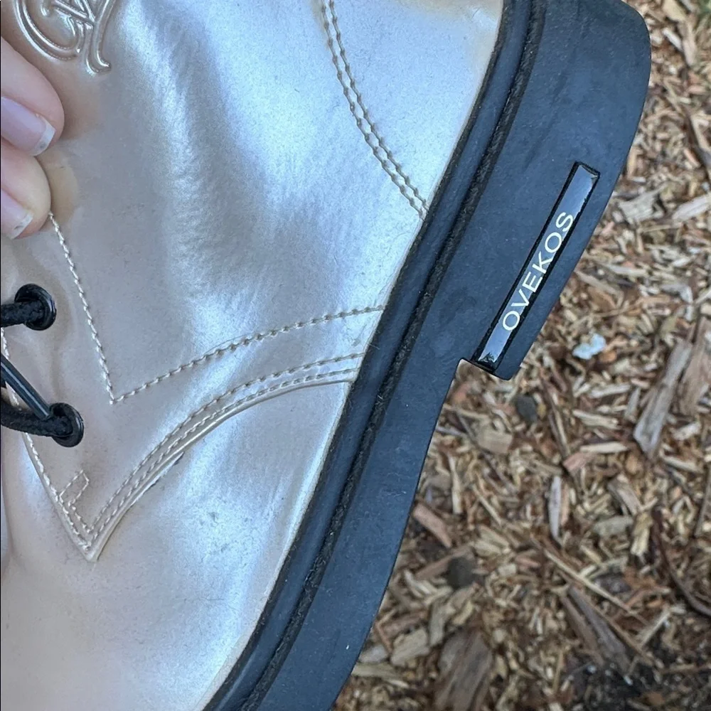 Ovekos Kids High Top Boots Metallic Gold boots size 33